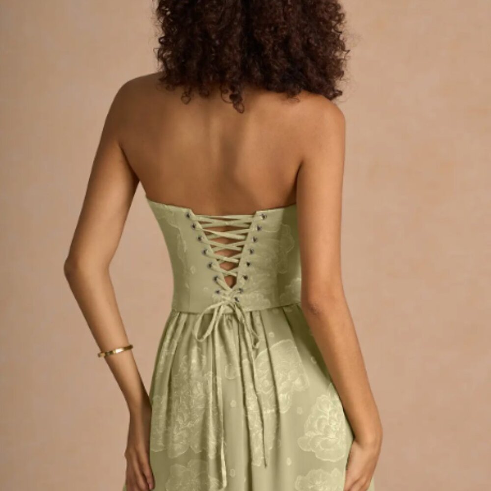 Azazie Atelier Isaura Celadon Maxi Dress with Matching Satin Scard - Picture 7 of 10